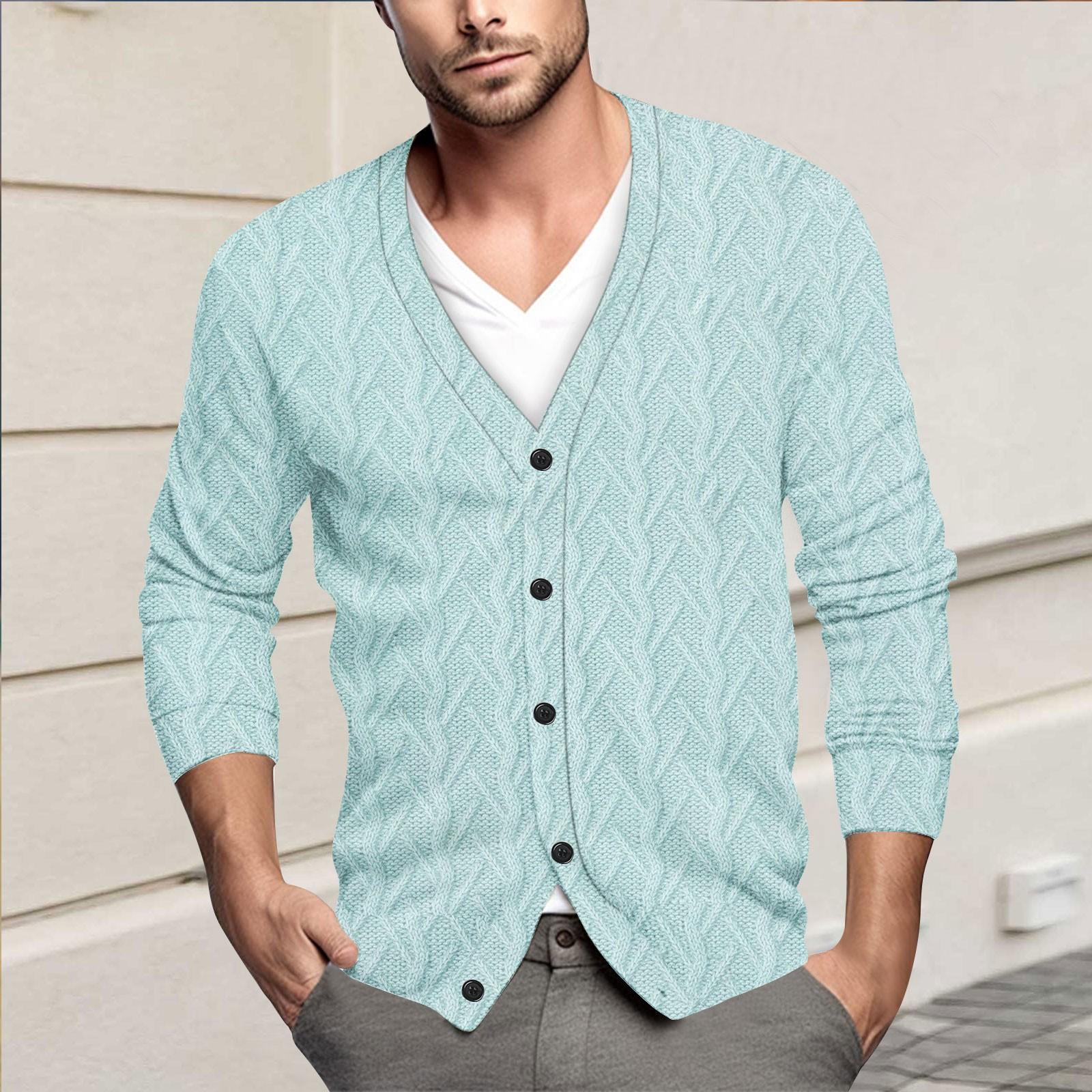 

Мужская повседневная однобортная модная куртка-кардиган с длинными рукавами на пуговицах L