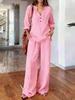 Women S Long Sleeve Solid Color Loose Casual Two Piece Set