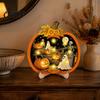 Dark Academia Room Decor Halloween Wooden Pumpkin Sign, LED Light Up Ghost Hanging Gothic Home Accessories Wall Sign for Indoor Outdoor Holiday Party