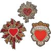 INFUNLY Rhinestone Beaded Heart Patch Sew On Heart Patches for Clothing Christmas Red Decorations Applique Bright Crystal Patches Rhinestones