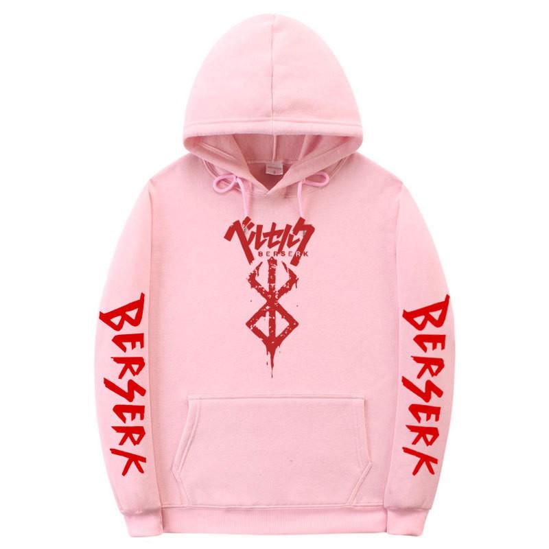 Mens Hooded Fleece Sweatshirt Inspired By Berserk Anime Streetwear Casual Oversized Pullover