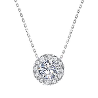 Moissanite Single Diamond Silver Moissanite Pendant Hypoallergenic To White Gold Adjustable Gift Box Birthday Length 45cm 5cm Adjuster [KRKC] Women's