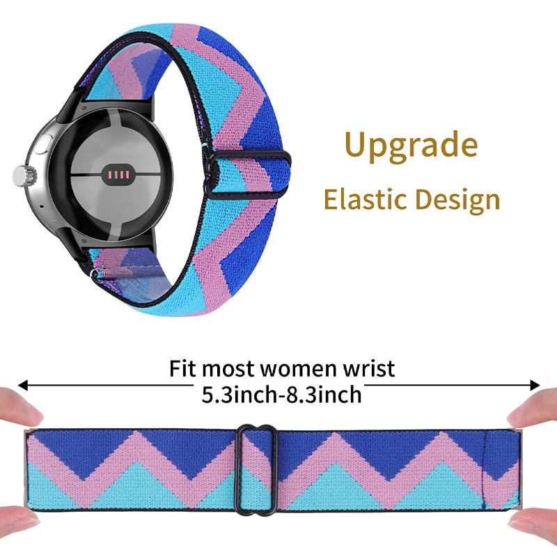 

For Google Pixel Watch 3 41mm/Watch 2/Pixel Watch Elastic Watch Band Braided Wrist Strap with Black Connector Style I