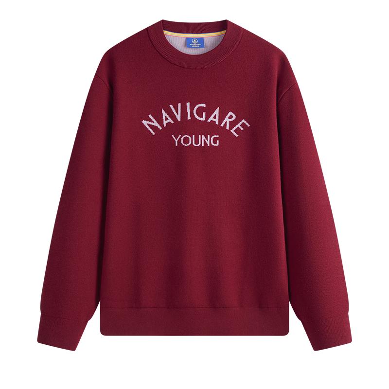 

NVG YOUNG Men s Letter Logo Knit Round Neck Sweater M