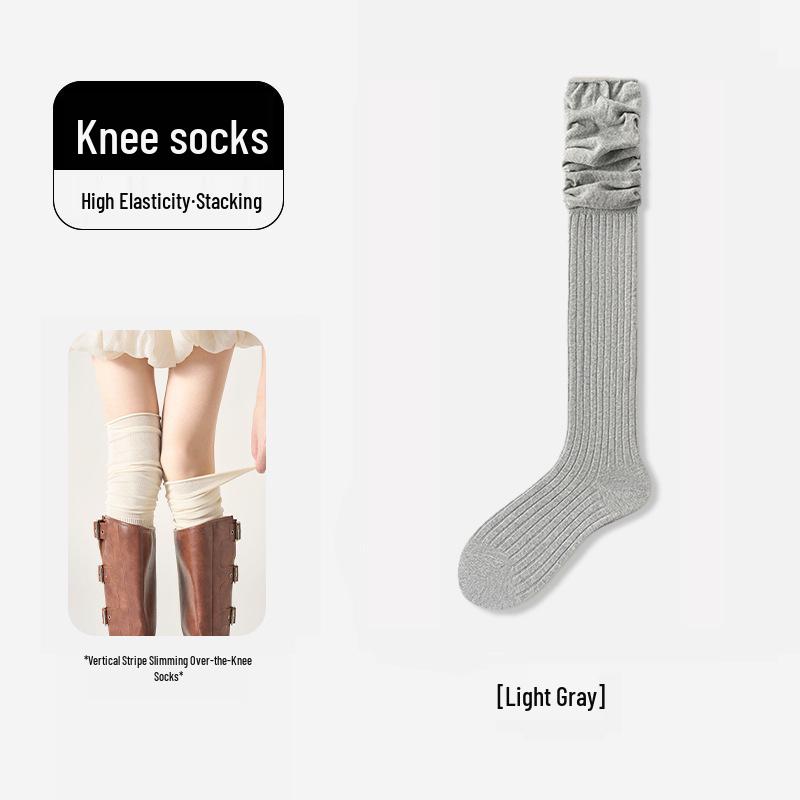 Damskie białe skarpetki bawełniane za kolano - Jesień/Zima Wysoki ściągacz, Podkolanówki, Styl JK, Idealne do butów.
