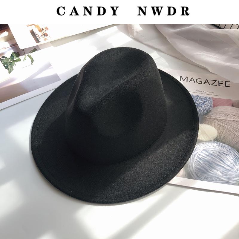 New autumn and winter woolen hats for men and women, couple's hats, wide-brimmed straight-edge hats, fashionable and versatile jazz hats