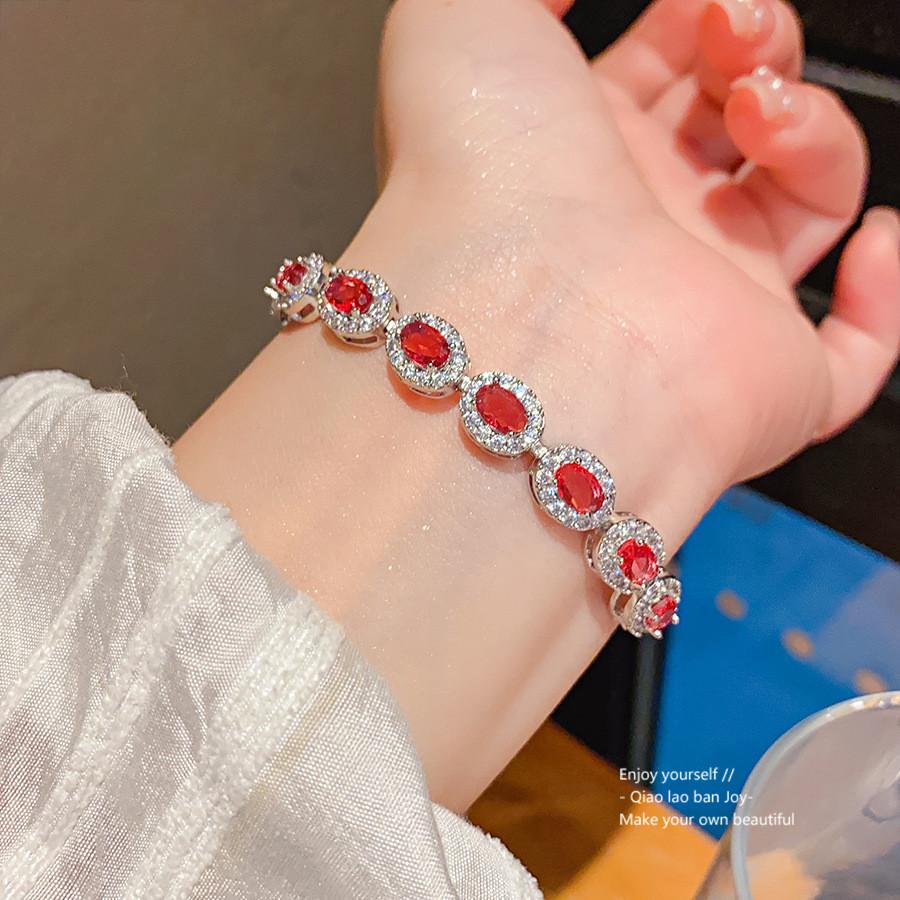 Geometric Oval Zircon Pendant Bracelet For Women Fashion Jewelry Gift For Office