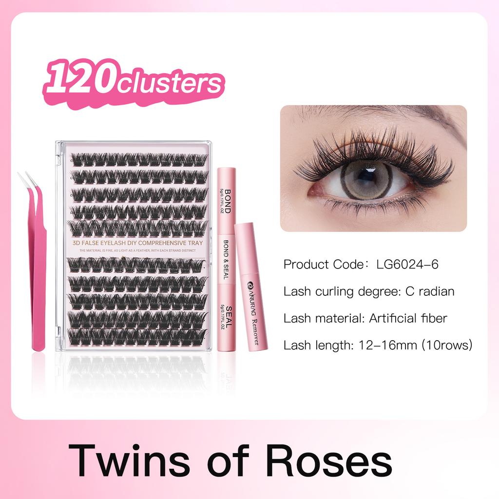 Life Girls 3D Volume False Eyelash Kit – Fluffy & Natural Cluster Lashes, DIY Individual Lash Extensions, Hot Melt Glue Applicator Set