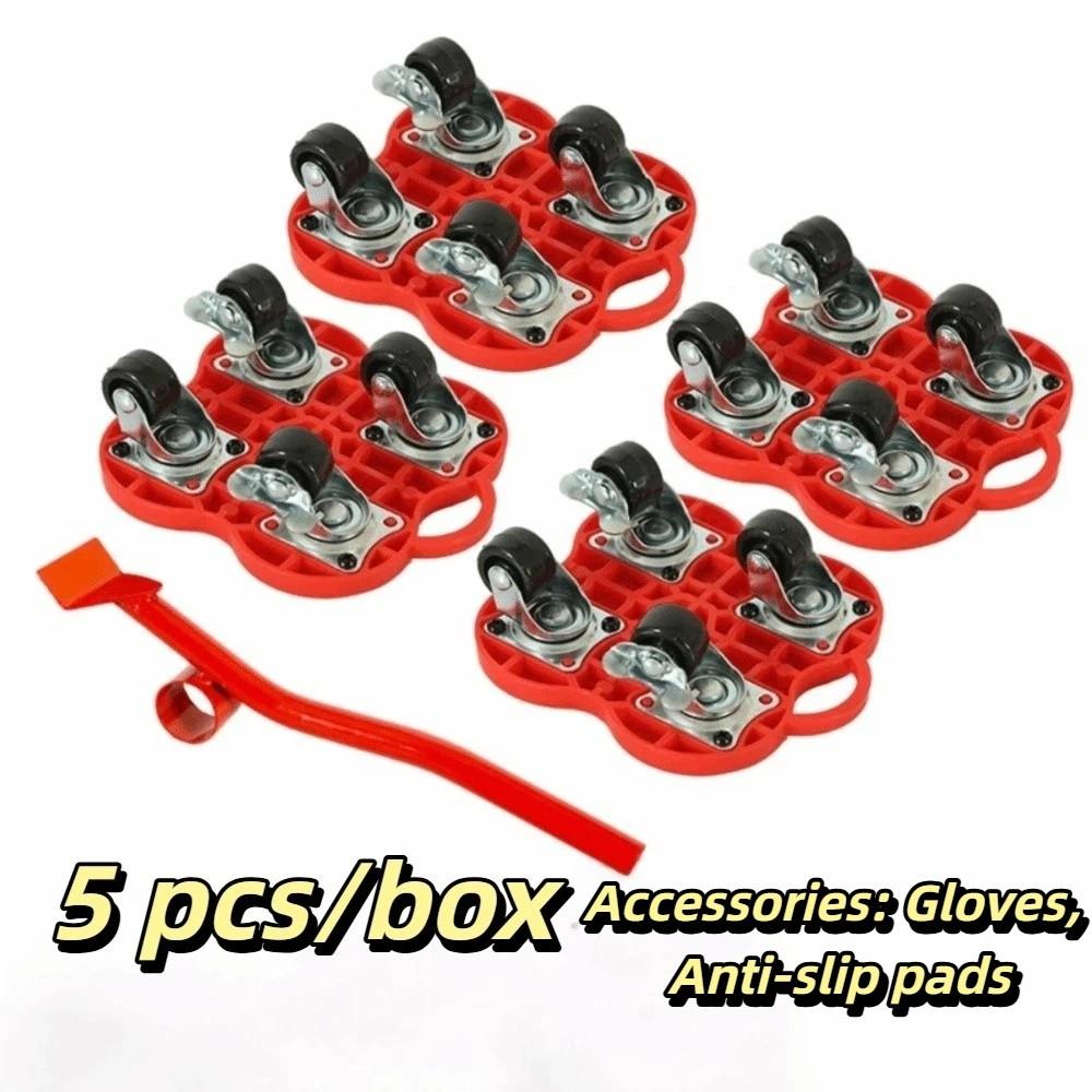 

5pcs/box Portable Portable Moving Tool Heavy Duty Heavy Duty Slider Wheels Home Moving чорний/червоний