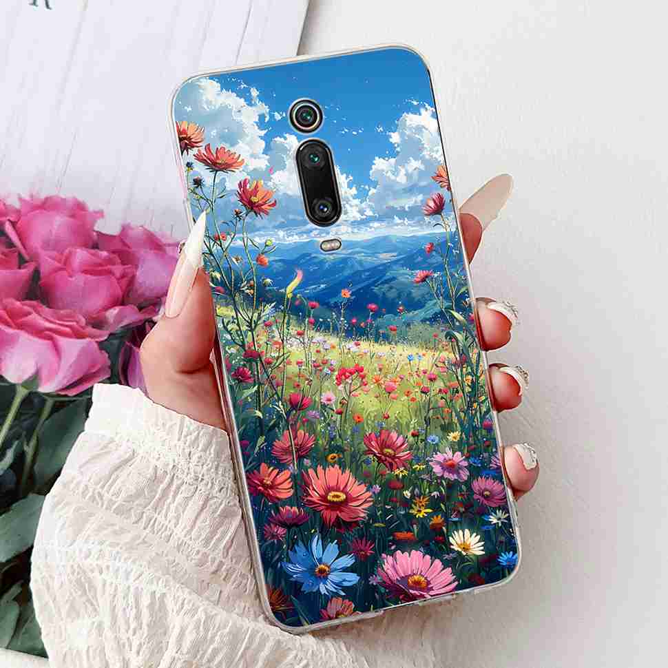 For Xiaomi Mi 9T M1903F10G Case Fashion Painting Soft Silicone TPU Cover For Xiaomi Mi 9T Mi9t 6.39" Flower Girl Phone Casing