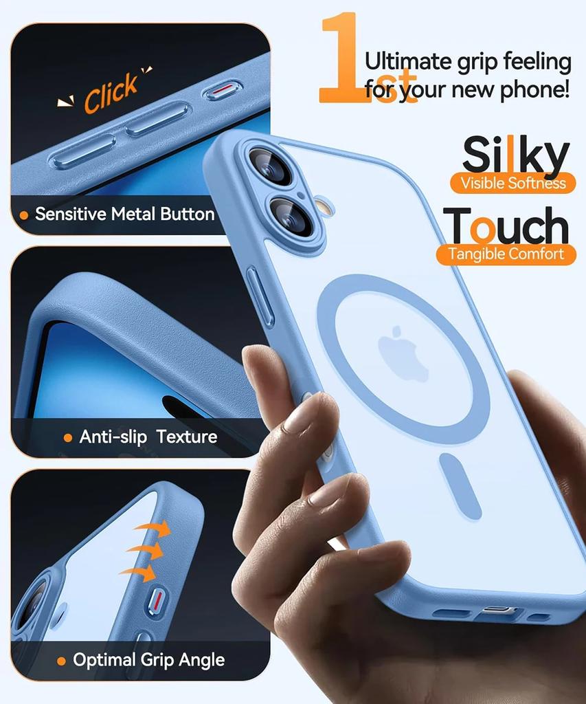 Custodia Corazzata Magnetica Lussuosa Opaca Traslucida Antiurto Per iPhone 16 15 14 13 Pro Max Plus Per Cover di Ricarica Wireless Magsafe