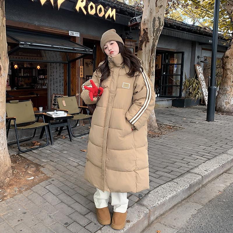 Down cotton clothes women's medium and long season over knee long jacket loose tide