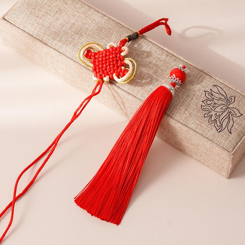 Handmade Chinese Knot Tassel Gourd Charm - DIY Car Hanging Ornament & Musical Instrument Accent