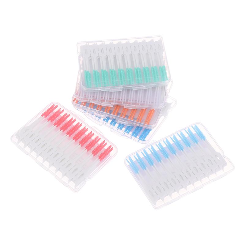 40Pcs Interdental Silicone Brushes Dental Toothpicks Cleaning Brush With Thread Oral Cleaning Tool