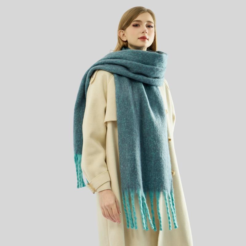 Scarf autumn and winter new women's shawl long tassel thick beard versatile thickened skin-friendly solid color scarf