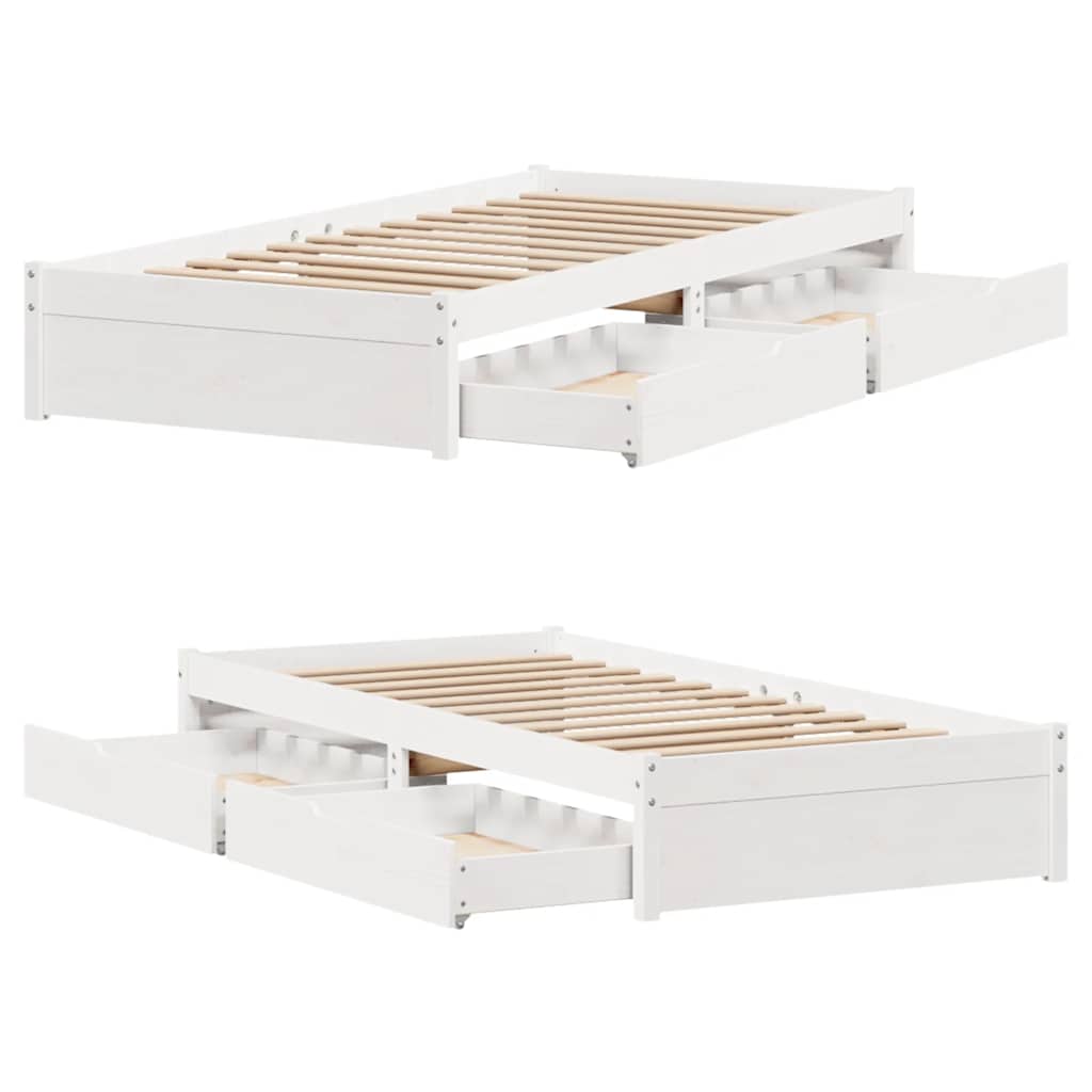 Solid Wood Bed without Mattress White 75x190 cm Pine Wood