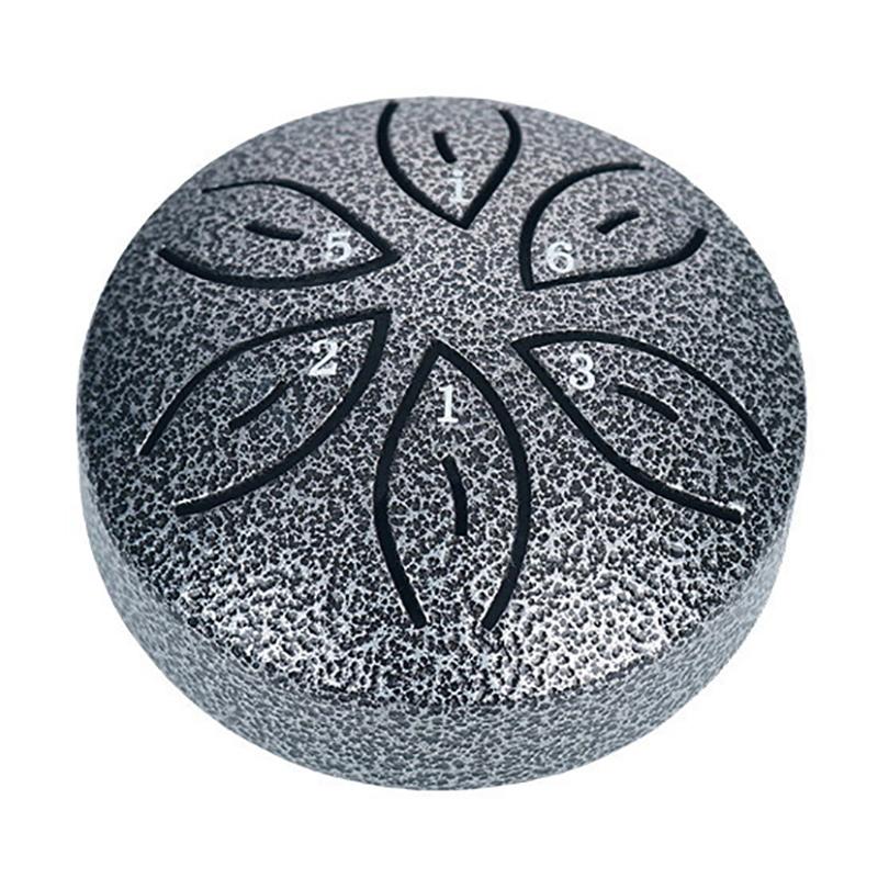 

Сталевий язичковий барабан Портативний дощовий барабан Хендпан барабан Перкусійні музичні інструменти 3 дюйми 6 нот Для йоги медитації Музична іграшка срібний