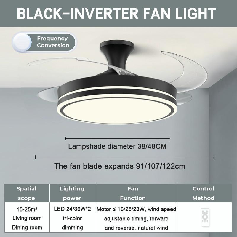 36“42”48“ Modern Smart Ceiling Fan Lamp Household DC Motor Ceiling Fan With Light Foldable LED Air Cooler Lamp