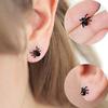 Women Fashion Creative Cute Punk Cool Black 3D Animal Mini Spider Stud Earrings