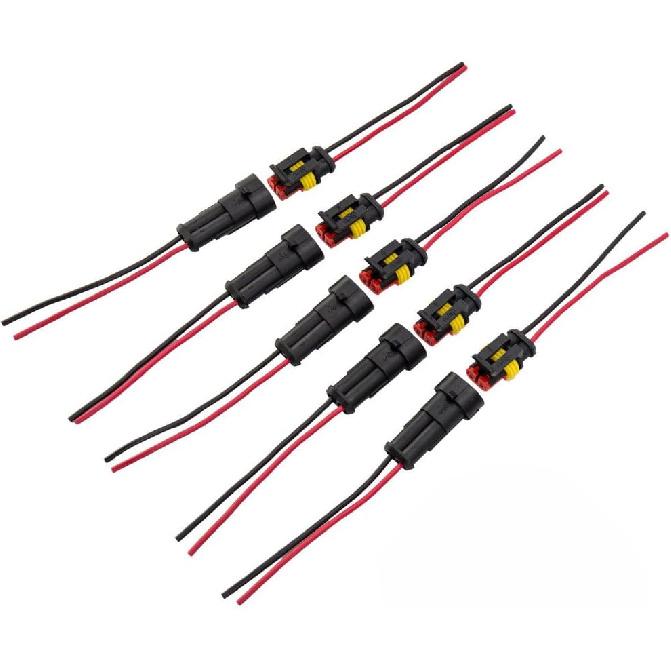 Medsuo 5 Sets 2 Pin Way Car Auto Super Sealed Waterproof Electrical Connectors Plug Socket Kit with Wire AWG Gauge Marine
