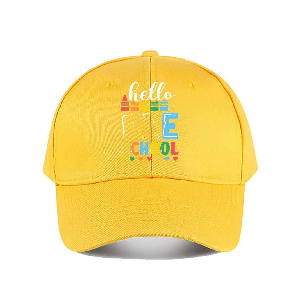 Hello School Crayon Heart Baseball Cap Fashion Unisex Sunhat Womens Outdoor Sports