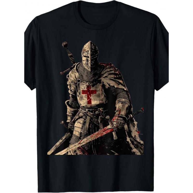 MenGifts for MenS Plus Size Knight Warrior Graphic TBirthday Gift for HimShirt Birthday Gift for Him CottonMens Tee Casual Street StyleMens Tee Short