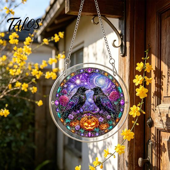 Talos Halloween Acrylic Puzzle Suncatcher, 7.87 Inch Sun Catcher Window Hanging Ornament, Ideal for Gifting and Home Decor