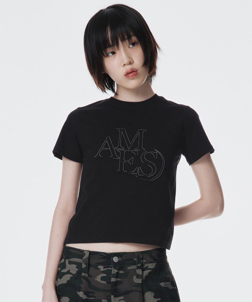 AMES-WORLDWIDE Ames Applique Tee Black