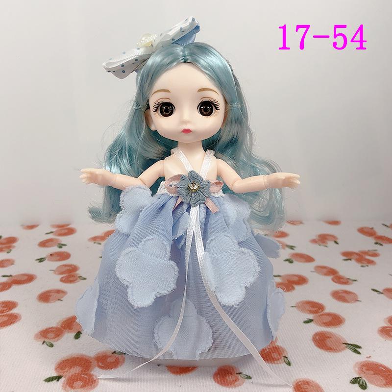 17cm 8-Point BJD Princess Doll with Denim Wedding Dress - 6-Inch Dress-Up Toy Set with Tops and Shorts
