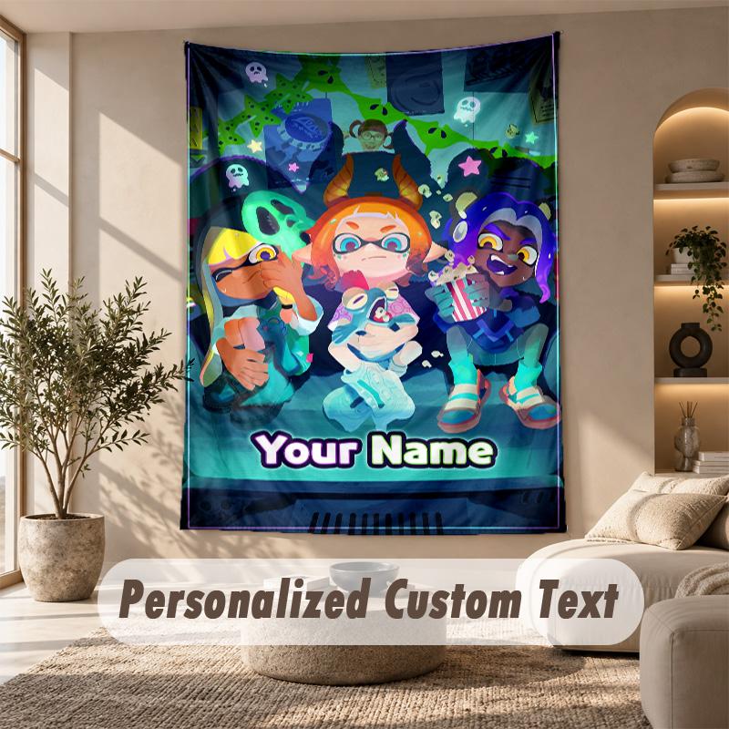 Splatoon Tapestry, Personalized Custom Text, Wall Hanging Tapestry For Living Room Home Wall Decor