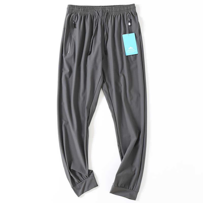 Goods Full Elastic Force Ice Silk Drawstring Casual Pants for Air Conditioning Room Spring and Summer Men Thin Breathable Quick-Drying Sports Pants