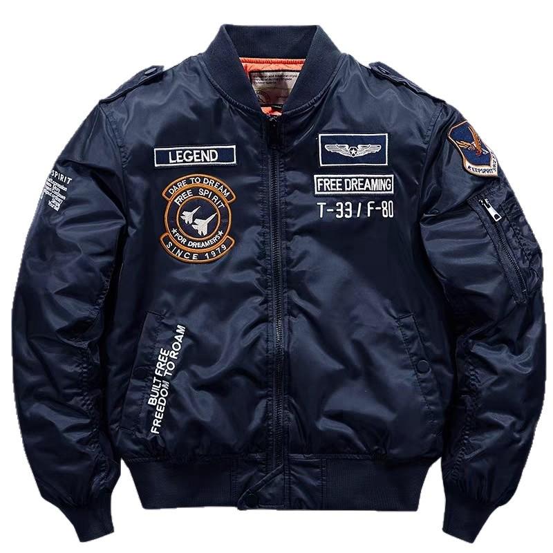 Trendige Retro-Herren-Fliegerjacke mit Stickerei - Vielseitiger Lässiger Baseball-Stil für Frühling & Herbst