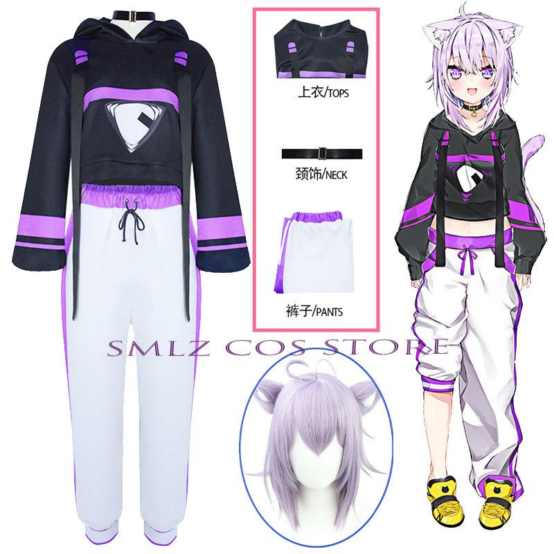 Nekomata Okayu Cosplay Anime Vtuber Cosplay Kostuum Okayu Leuke Hoodie Uniform Pak Feest Speelkleding voor Vrouw S