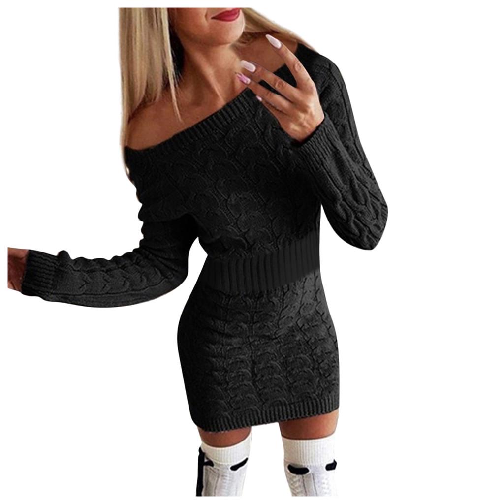 Women's Mid-Autumn and Winter Women's Long Twisted Sweater Dresses
