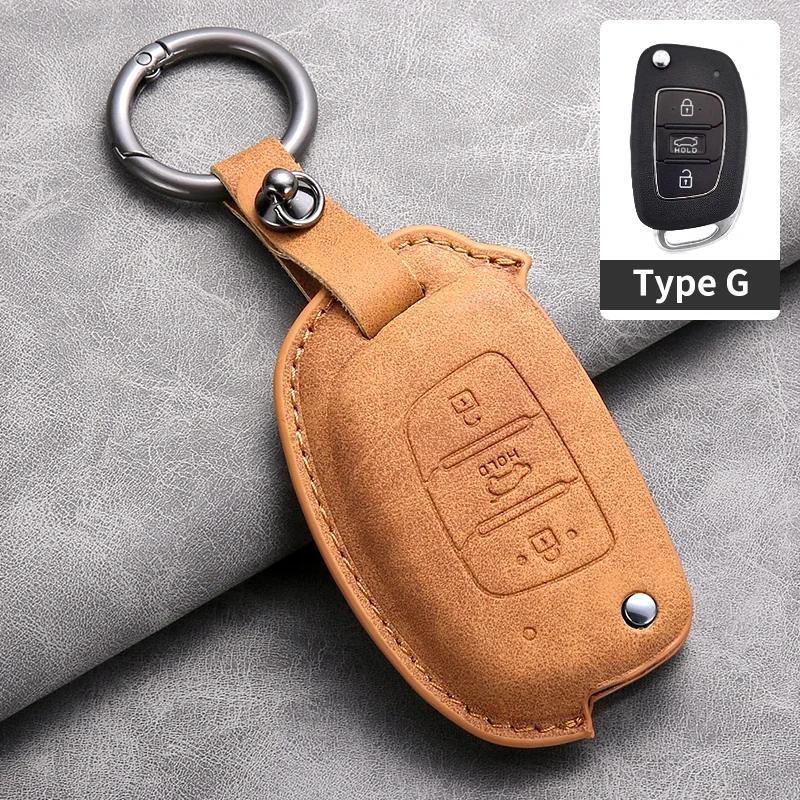 Leather Car Flip Key Case Cover for Hyundai Grand I10 2023 I20 I30 IX35 IX45 HB20 Elantra Solaris Sonata Santa Fe Sport Tucson