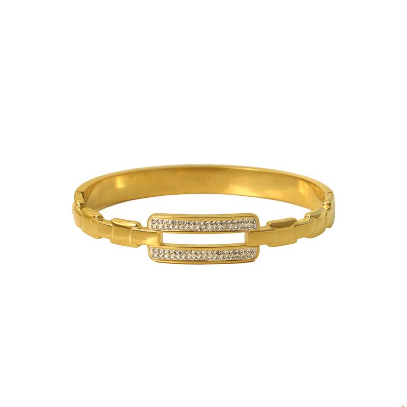 Fashion 18K Diamond-Encrusted Nail Bracelet Women Do Not Fade Light Luxury Niche Versatile Opening Design Bracelet
