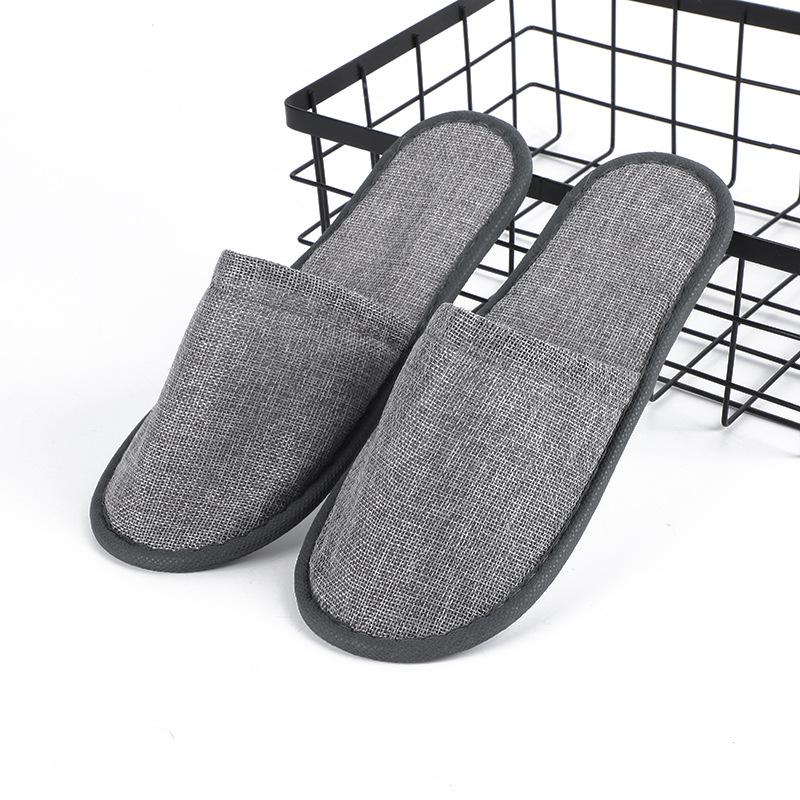 

Одноразовые льняные тапочки с подошвой с рисунком ивового листа для отелей, гостевых домов, гостиниц, спа-салонов и домашнего приема гостей Gray (Full Cover)