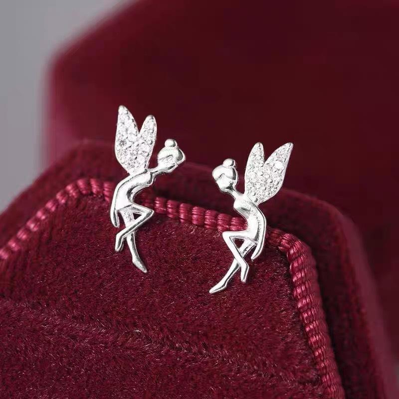 Little Angel Elf Earrings for Women, Simple, Fashionable, Versatile, Light Luxury, Niche, High-end Earrings
