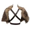 Mantello Medievale in Finta Pelliccia con Collo a Cinturino sul Petto per Uomo Guerriero Vichingo Costume Cosplay di Halloween Mantello Retro Coprispalle