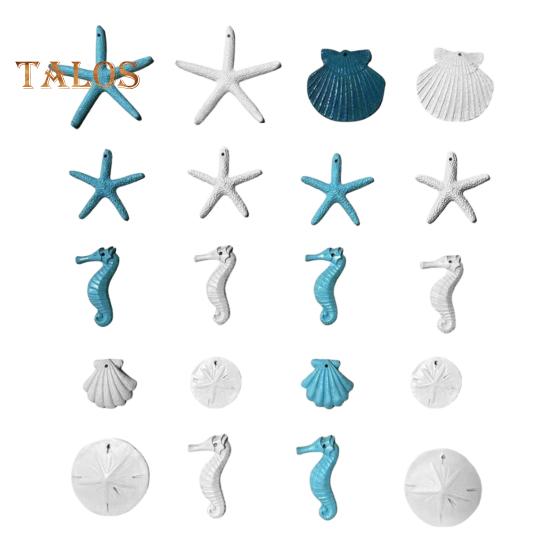 20 st Harts Marina Liv Hängen Konstgjord Sjöborre Snäcka Sjöhäst Hängande Dekorationer Strandtema Prydnader för Heminredning