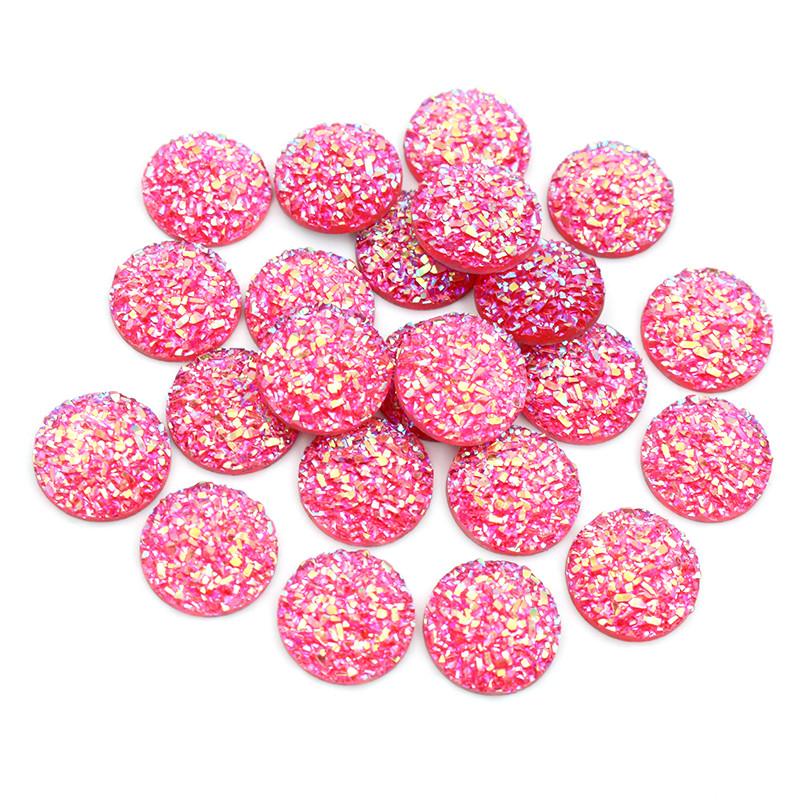

New Fashion 40pcs 8mm 10mm Mix Color Druzy Natural ore Styl Stone Shape Series Flat Back Resin Cabochons Cameo 8mm