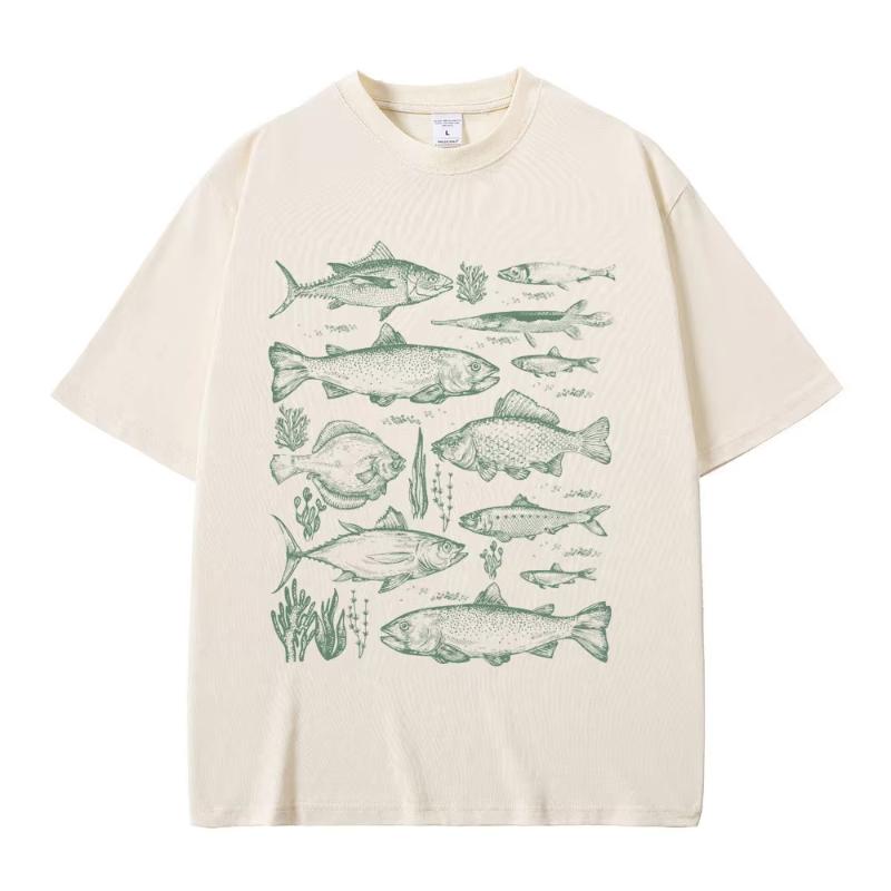 

Fish Tattoo Style Tshirt Fishing Funny Meme Graphic T Shirts Unisex Casual Cotton Vintage Short Sleeve Unisexs Oversized Tshirts 4XL