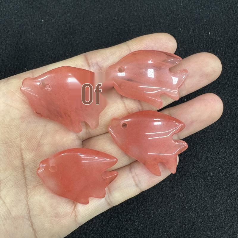 Rose Quartz Fish-Shaped Crystal Agate Pendant Necklace - Natural Stone DIY Jewelry Gift