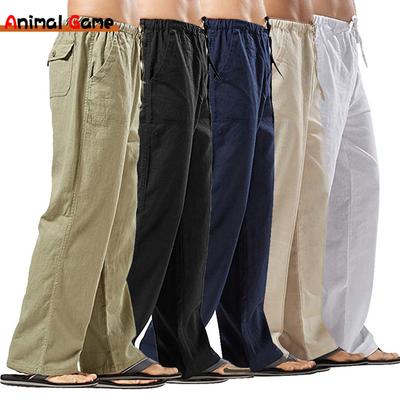 Summer Linen Wide Men Pants Korean Trousers Oversize Linens Streetwear Male Spring Yoga Pants Casual Men Clothing Sweatpants