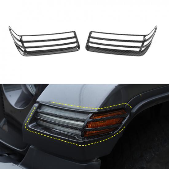 Carbon Fiber Wheel Eyebrow Light Lamp Cover Guard for Jeep Wrangler JL 2018-