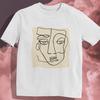 Abstract Face Line Art T-Shirt: Minimalist Modern Design