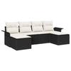 Set Divano da Giardino con Cuscini 6 pz Polyrattan Nero