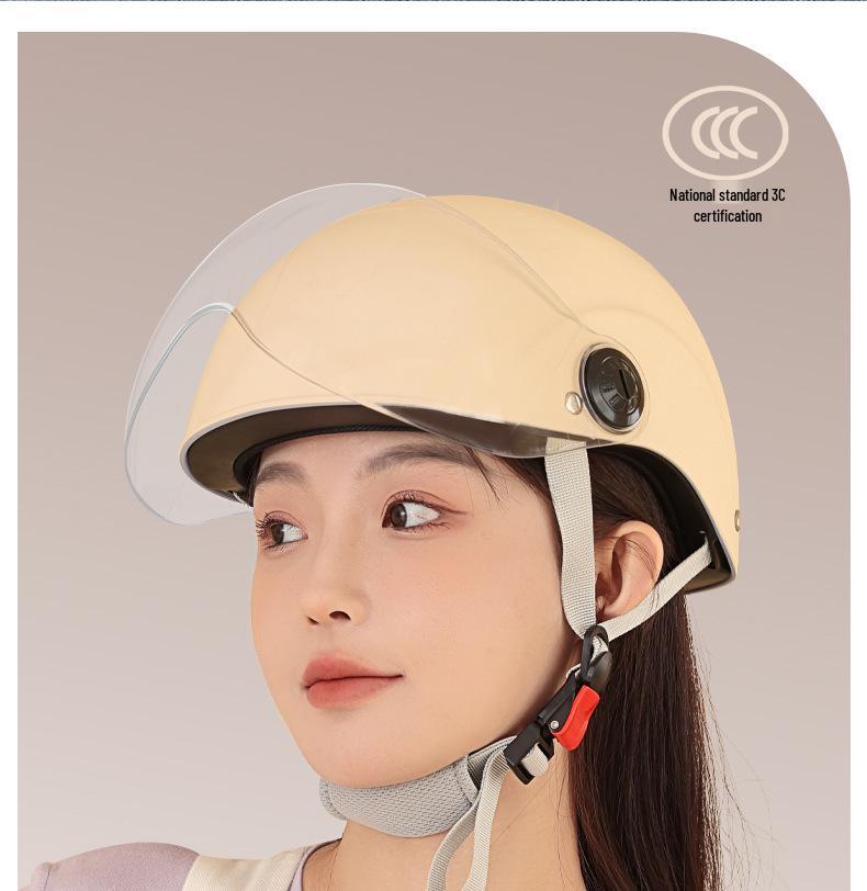GB 3C Certified Unisex Electric Vehicle Helmet - Summer & All-Season Motorcycle Safety Half Helmet