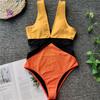 Traje de baño Sexy con escote en V profundo para mujer, bañador vintage de una pieza, traje de baño para mujer 2024, monokini de cintura alta, traje de baño
