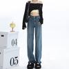 Winter Thick Women's Fleece Straight Jeans Casual Comfortable Soft Velvet Slim Pants Vintage Wide Plush Denim Trousers